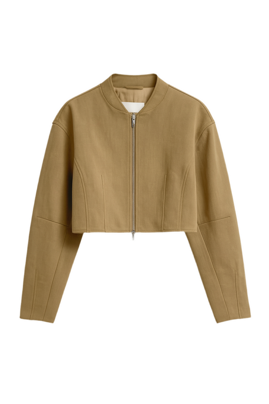 The Frankie Shop cropped bomber in sand (pre-owned)