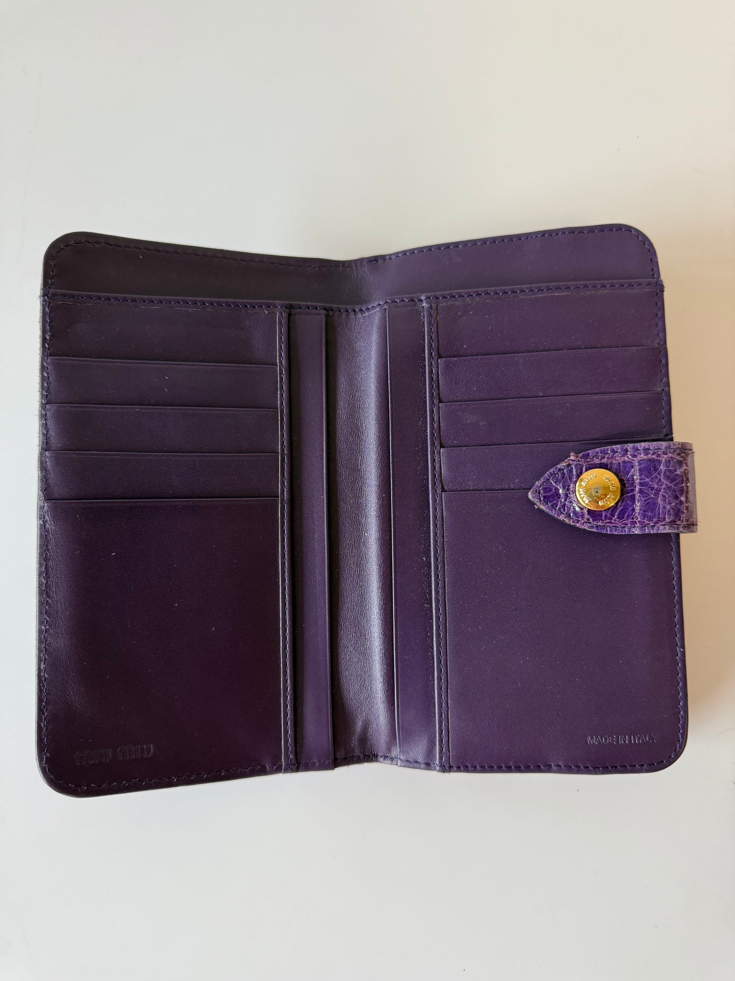 Miu Miu Purple croc embossed purse (pre-owned)