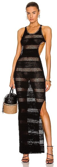 Saint Laurent black crochet dress (pre-owned)