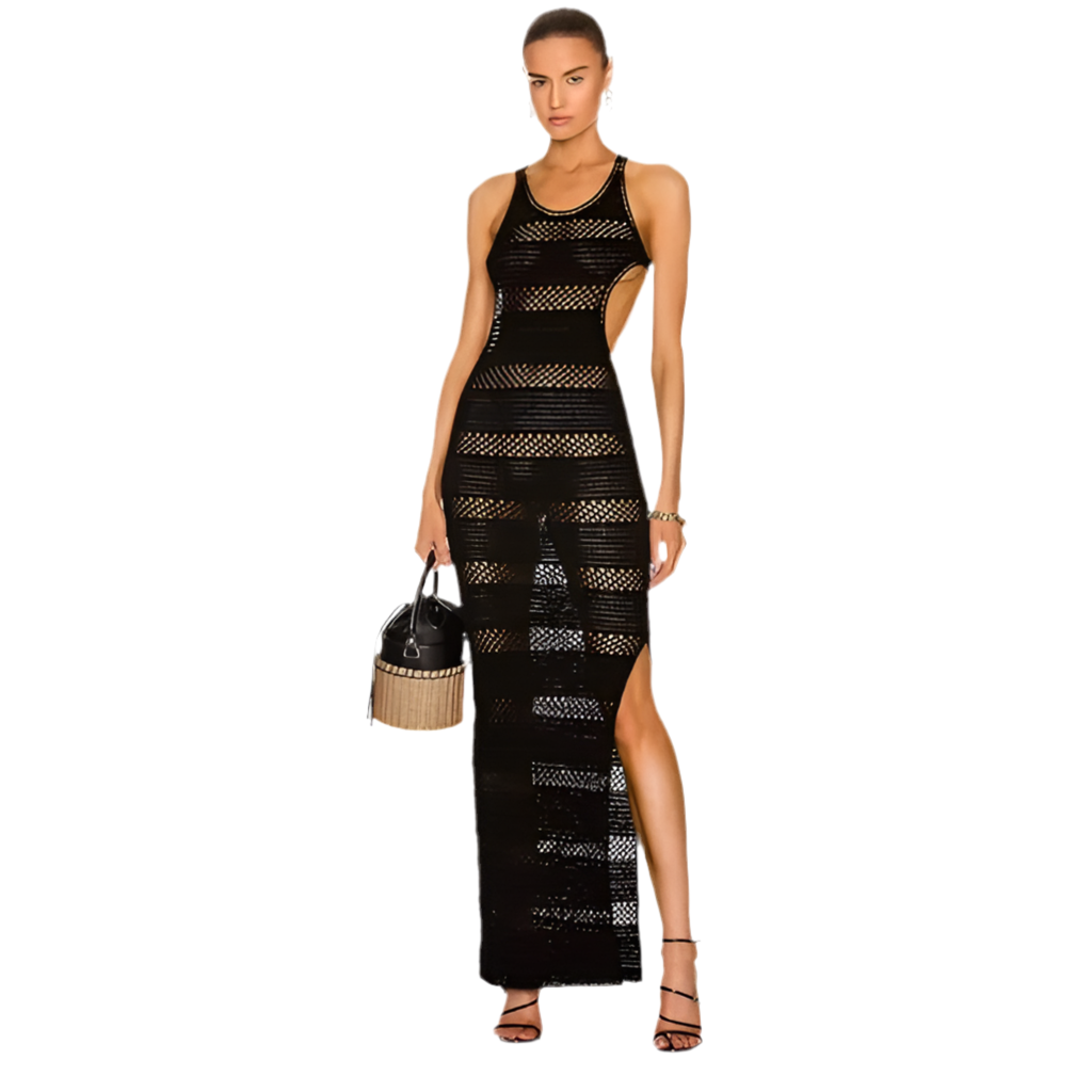 Saint Laurent black crochet dress (pre-owned)