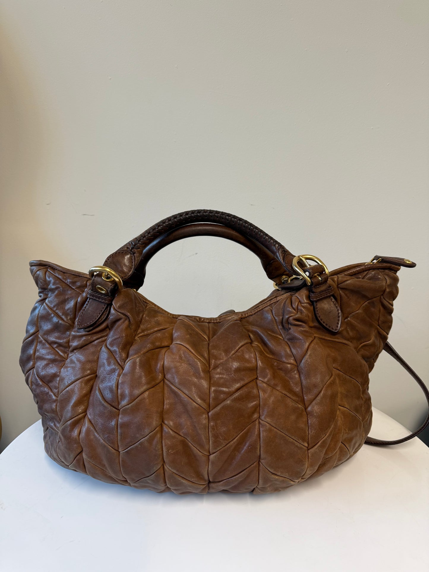 Miu miu brown leather bag (pre-owned)