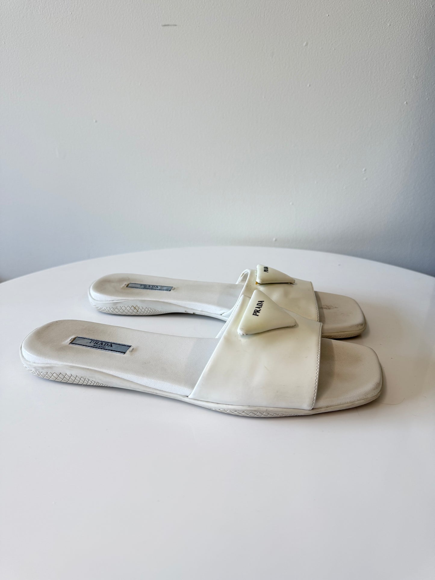 Prada logo leather slides (pre-owned)
