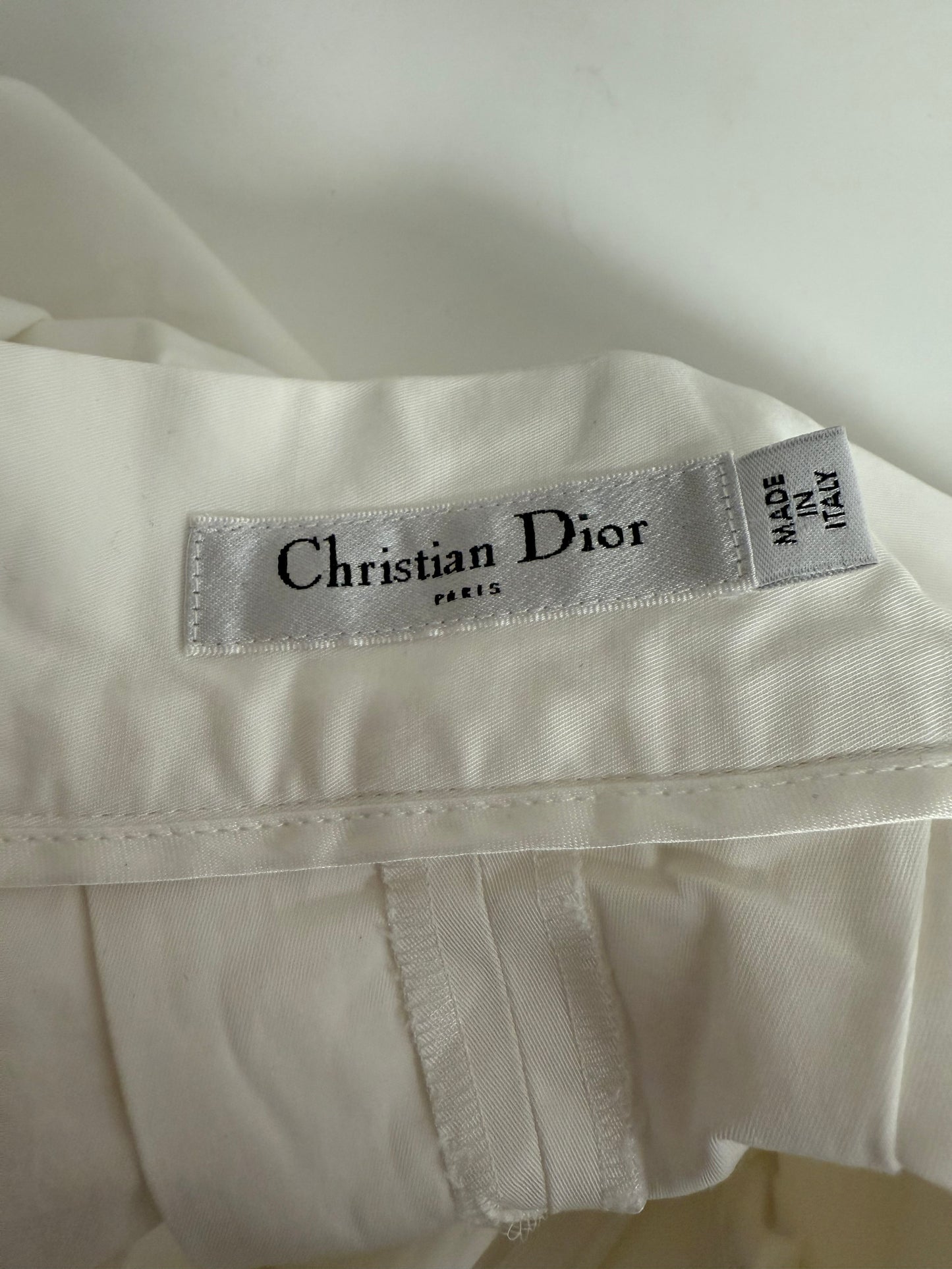 Christian Dior white cotton wide leg trousers (pre-owned)