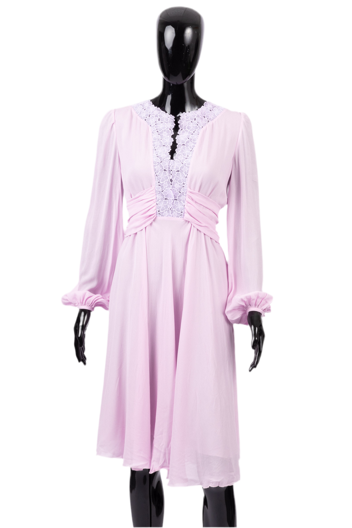 Giambattista Valli Pink flowy dress with lace vneck (pre-owned)