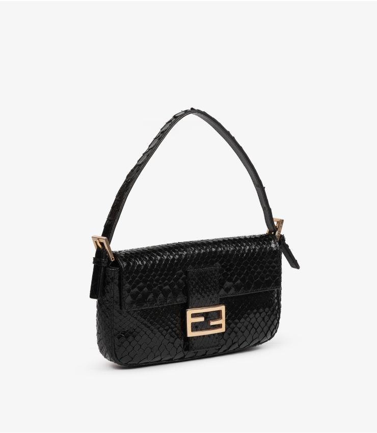 Fendi Black Snakeskin Leather Vintage Baguette (pre-owned)