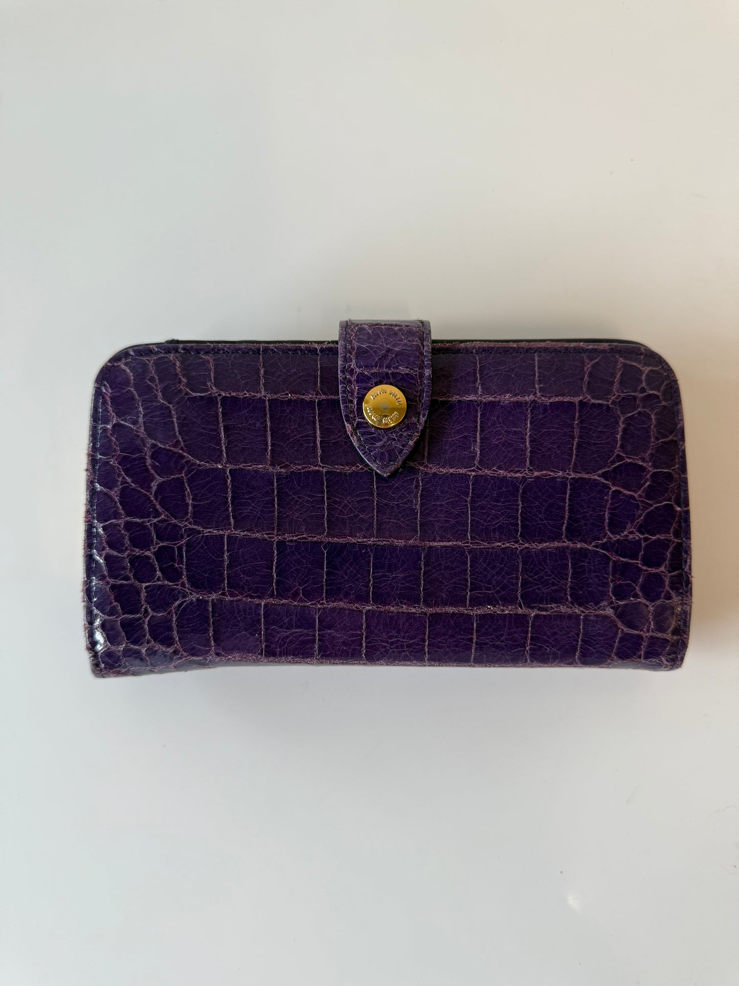 Miu Miu Purple croc embossed purse (pre-owned)