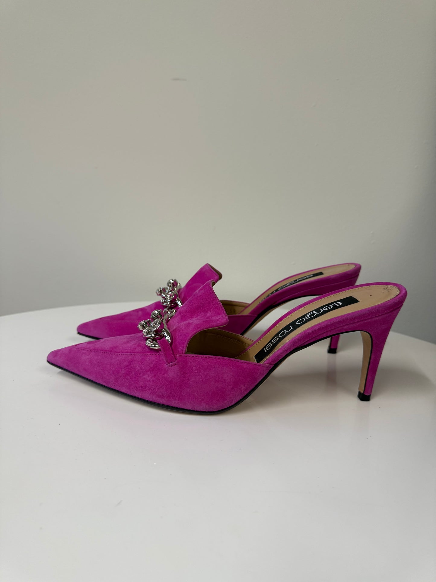 Sergio Rossi pink suede mules (pre-owned)