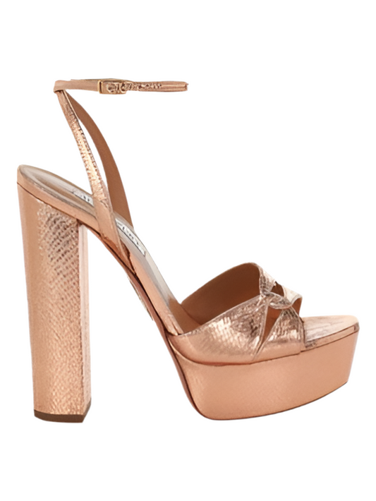 Aquazzura sinner platform gold snake embossed (pre-owned)