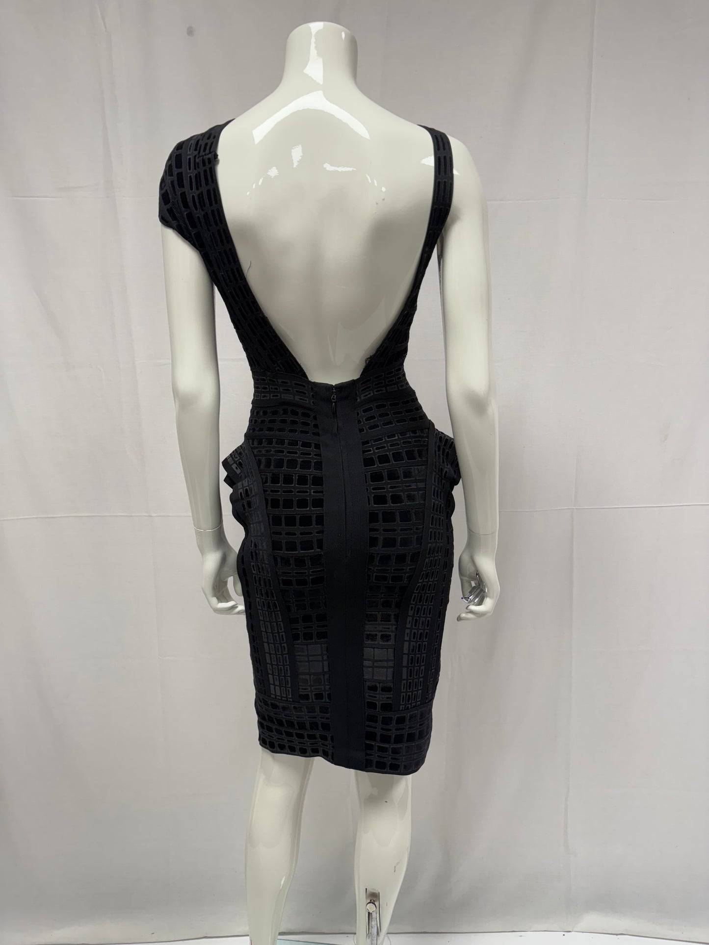Herve Leger Zip up charcoal bandage dress (pre-owned)