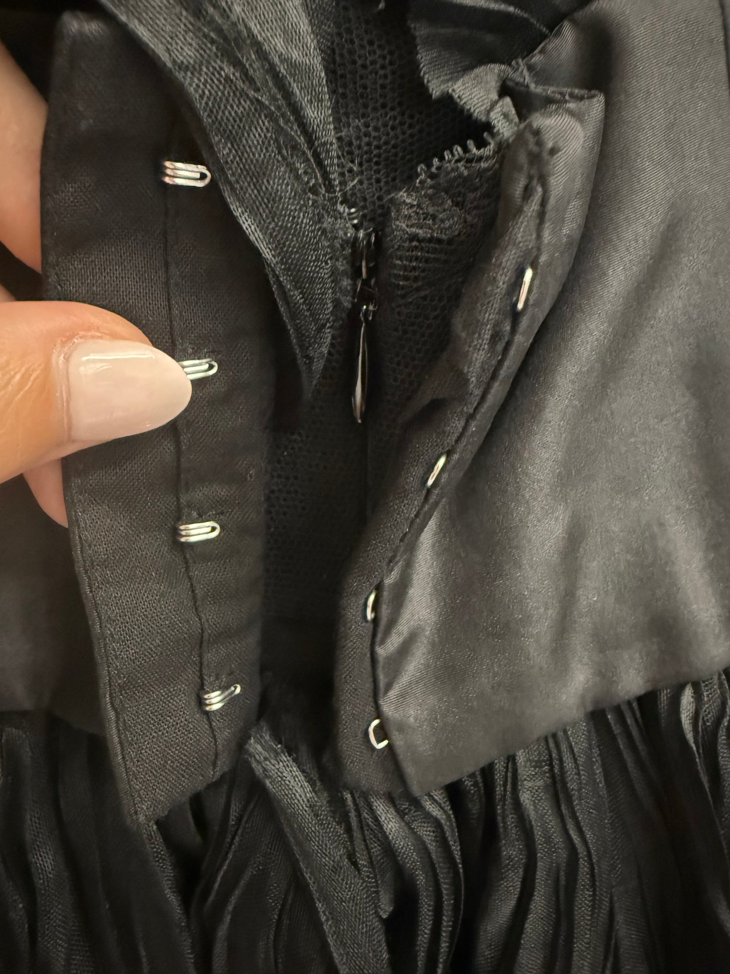 Marchesa Black pleated cocktail dress with bow (pre-owned)