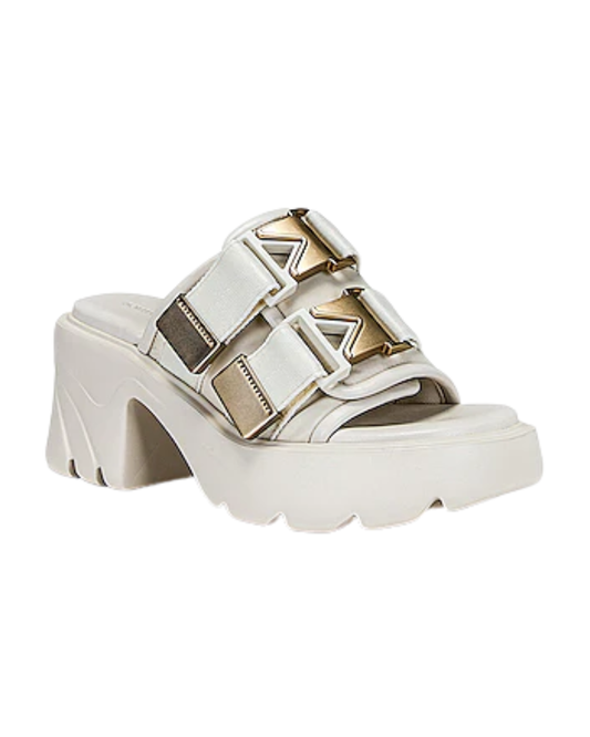 Bottega Veneta Cream Flash Buckle Mule Sandals