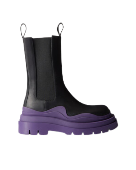 Bottega Veneta Tire Black Boots With Purple Sole