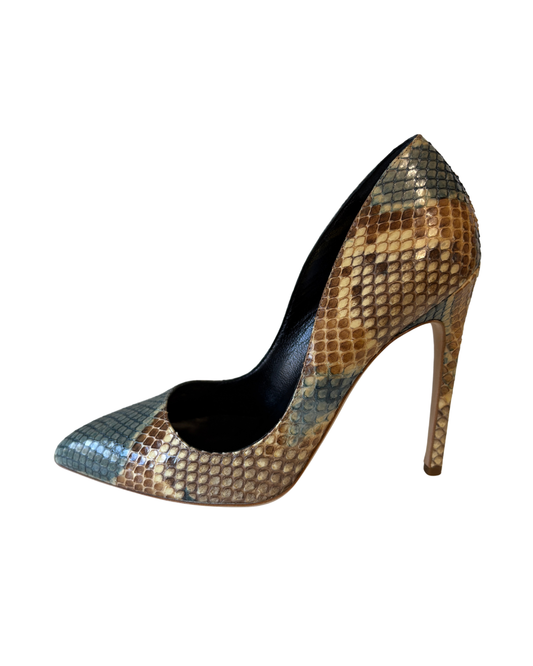 Rupert Sanderson Elba Indigo Blue Python Pumps