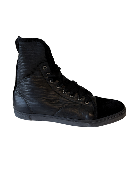 Lanvin Black Leather High Top Sneakers