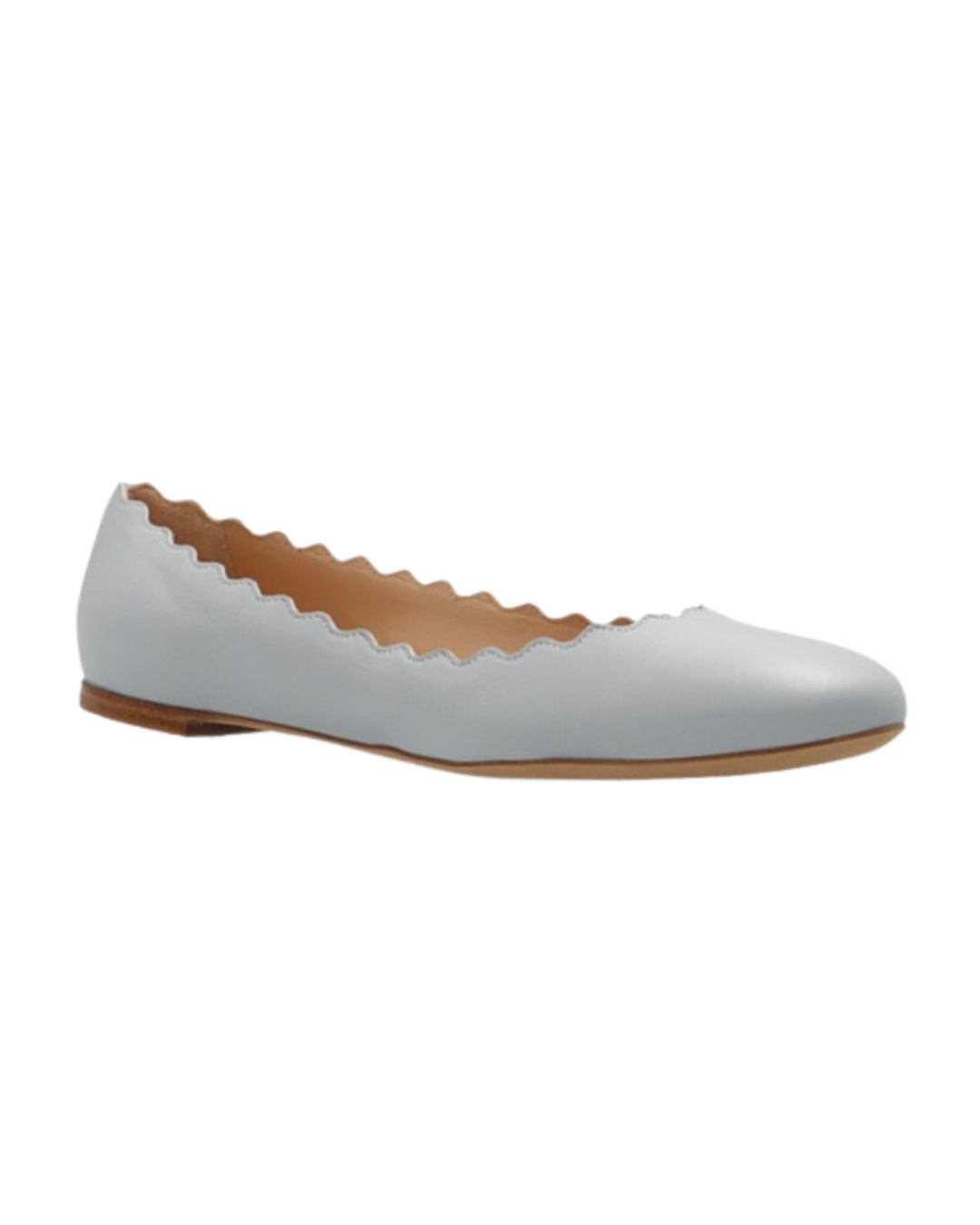 Chloe Blue Lauren Scalloped Leather Ballerina Flat
