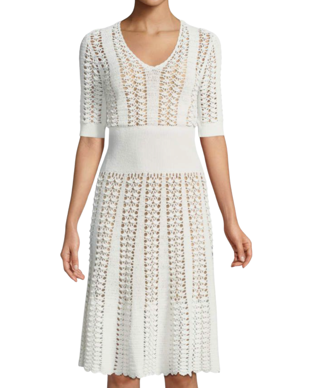 Michael Kors Collection White Skater Crochet Dress