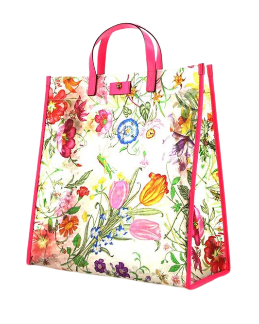 Gucci Flora Print Vinyl Print Tote Bag