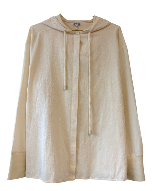 Loewe Hooded Silk Shirt Cream