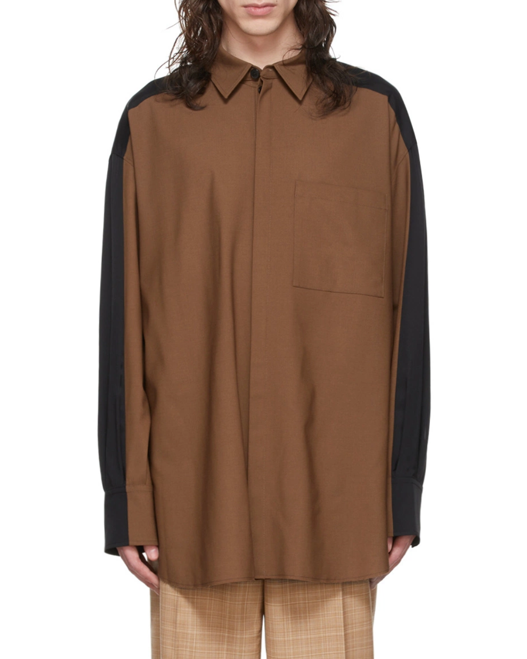 Gauchere Thioro Two Tone Wool Blend Shirt