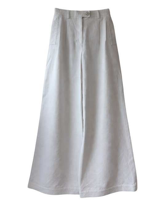 Chanel White Cotton Wide Leg Trousers Spring Summer 2017