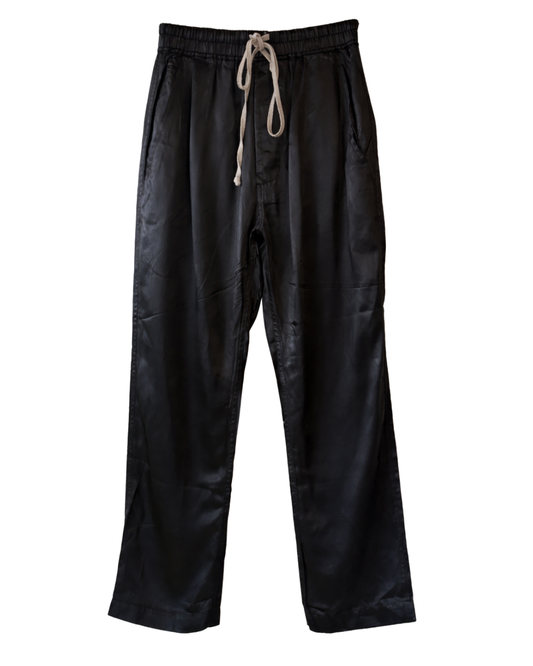 Rick Owens Black Satin Cropped Trousers