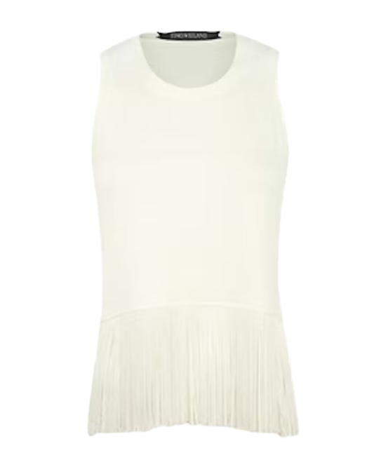 Timo Weiland White Knit Tassel Sleeveless Top