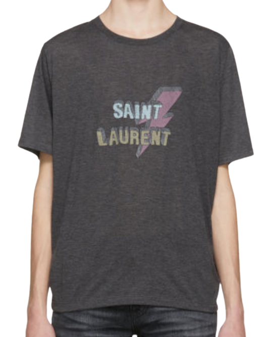 Saint Laurent Grey Lightning Bolt Tee