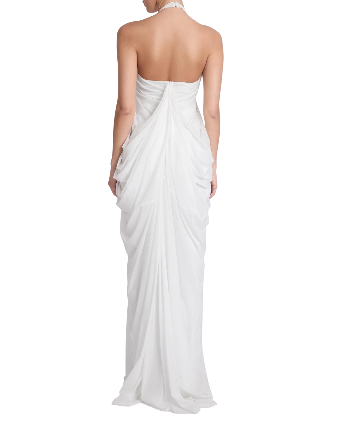 Leau Cascade White Drape Dress