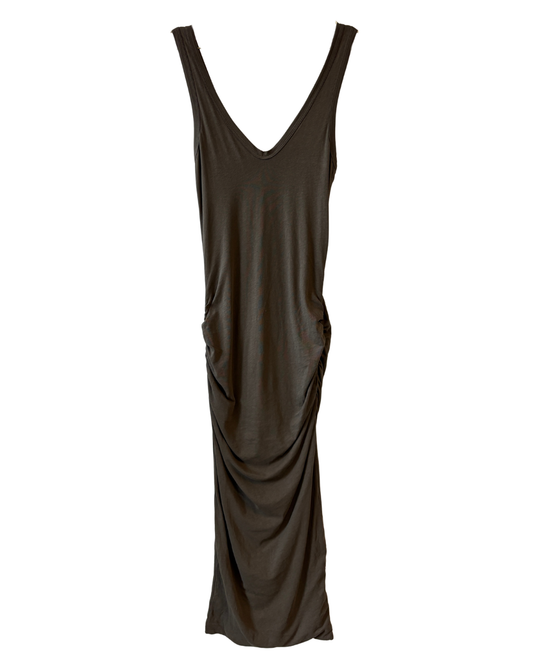 James Perse Khaki Ruched Tank Dress