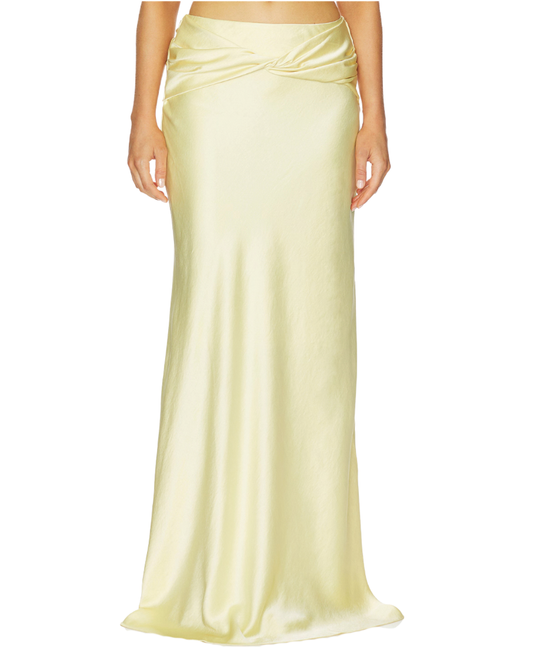 Arcina Ori Andi Yellow Satin Maxi Skirt