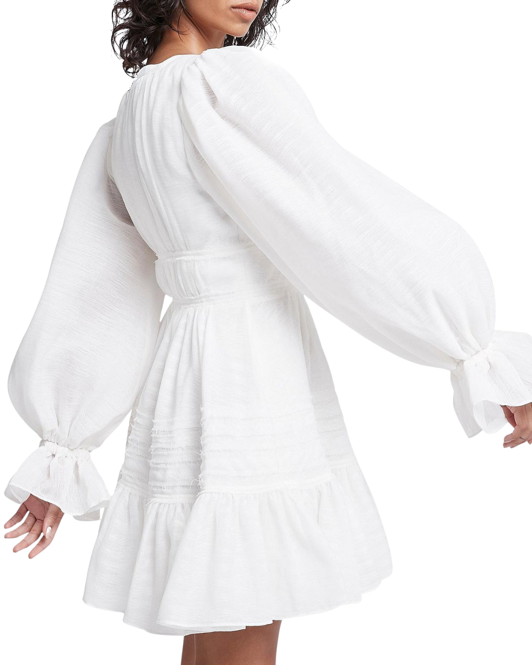 Aje Impression White Long Sleeve Mini Dress