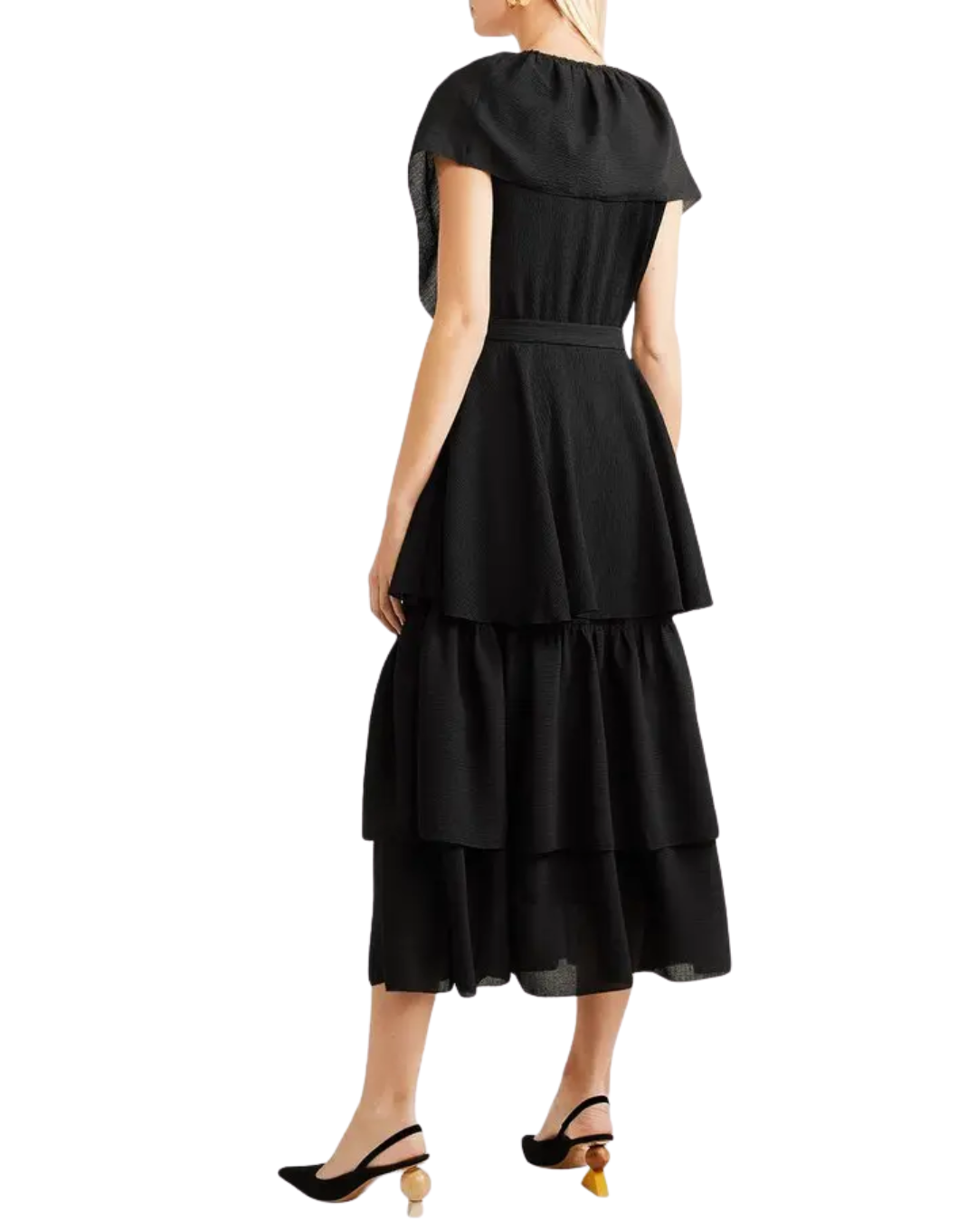 Rejina Pyo Black Tiered Midi Dress