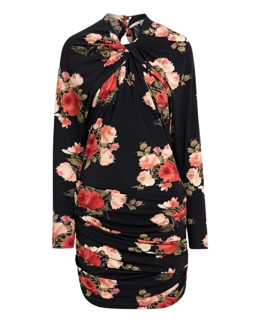 Magda Butrym Black Floral Ruched Mini Dress
