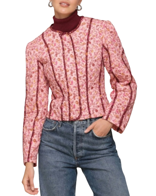 Avec Les Filles Pink Floral Cotton Jacket