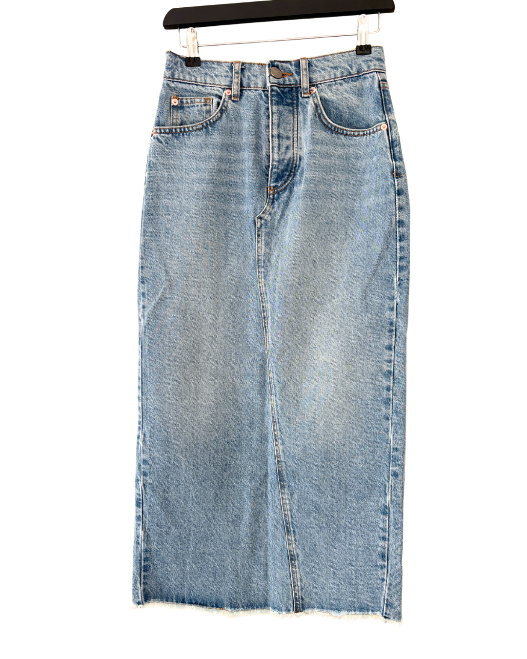 Raey Light Blue Denim Midi Skirt