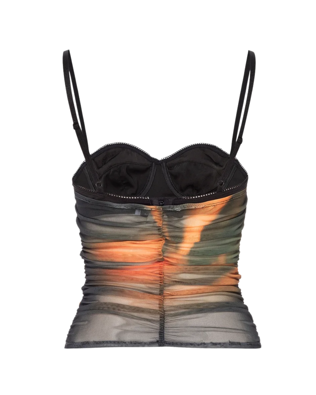 Miaou Renzo Tie Dye Sheer Ruched Corset Top