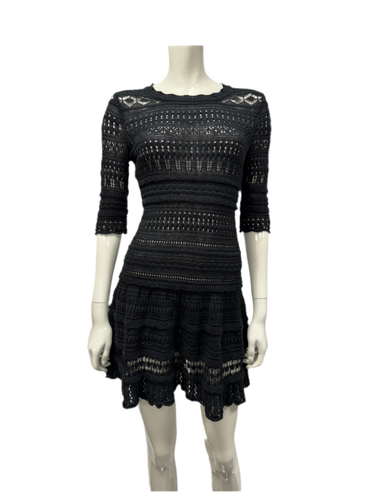 Isabel Marant black crochet skater dress (pre-owned)