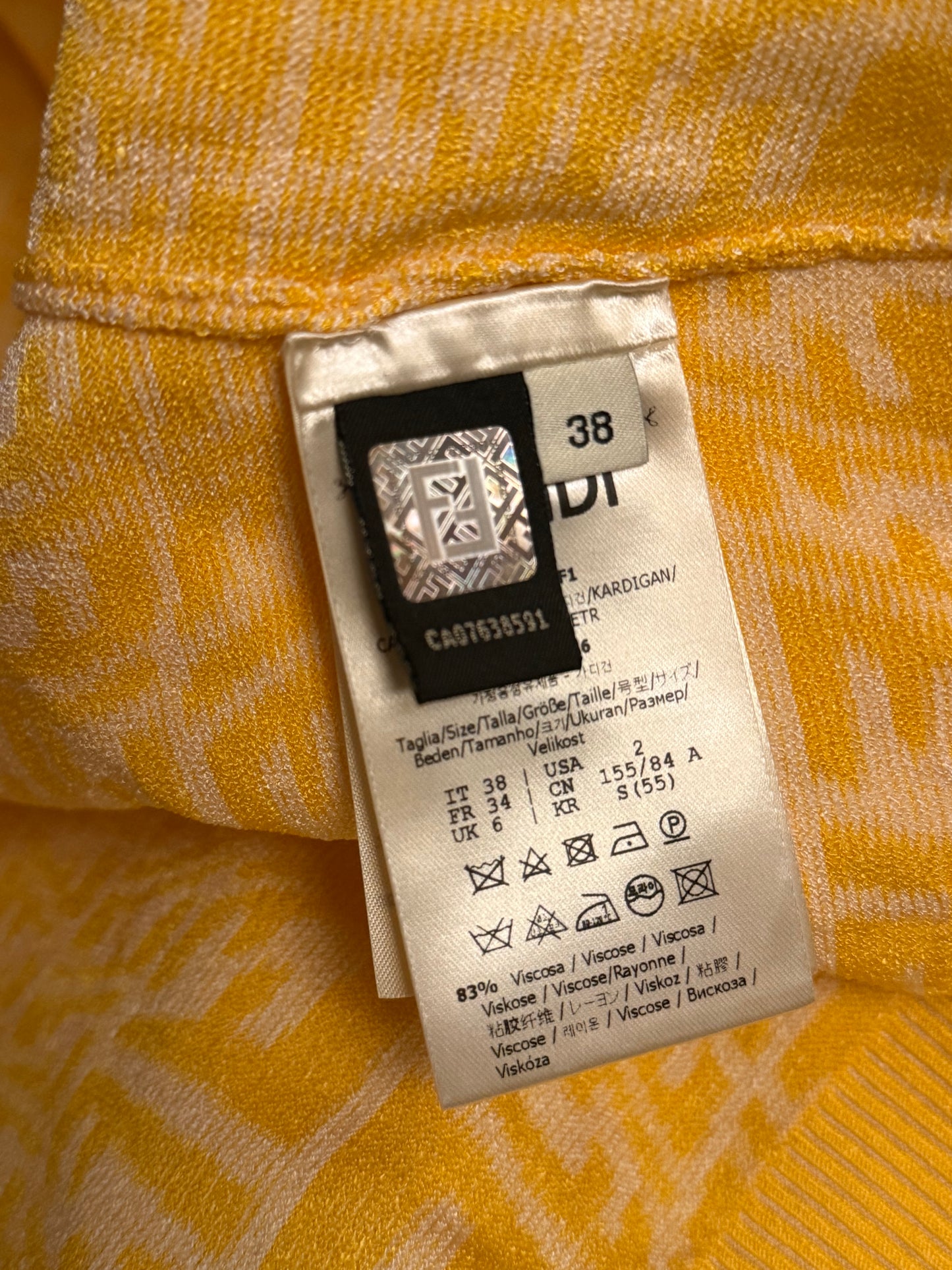 Fendi yellow monogram crop cardigan (pre-owned)