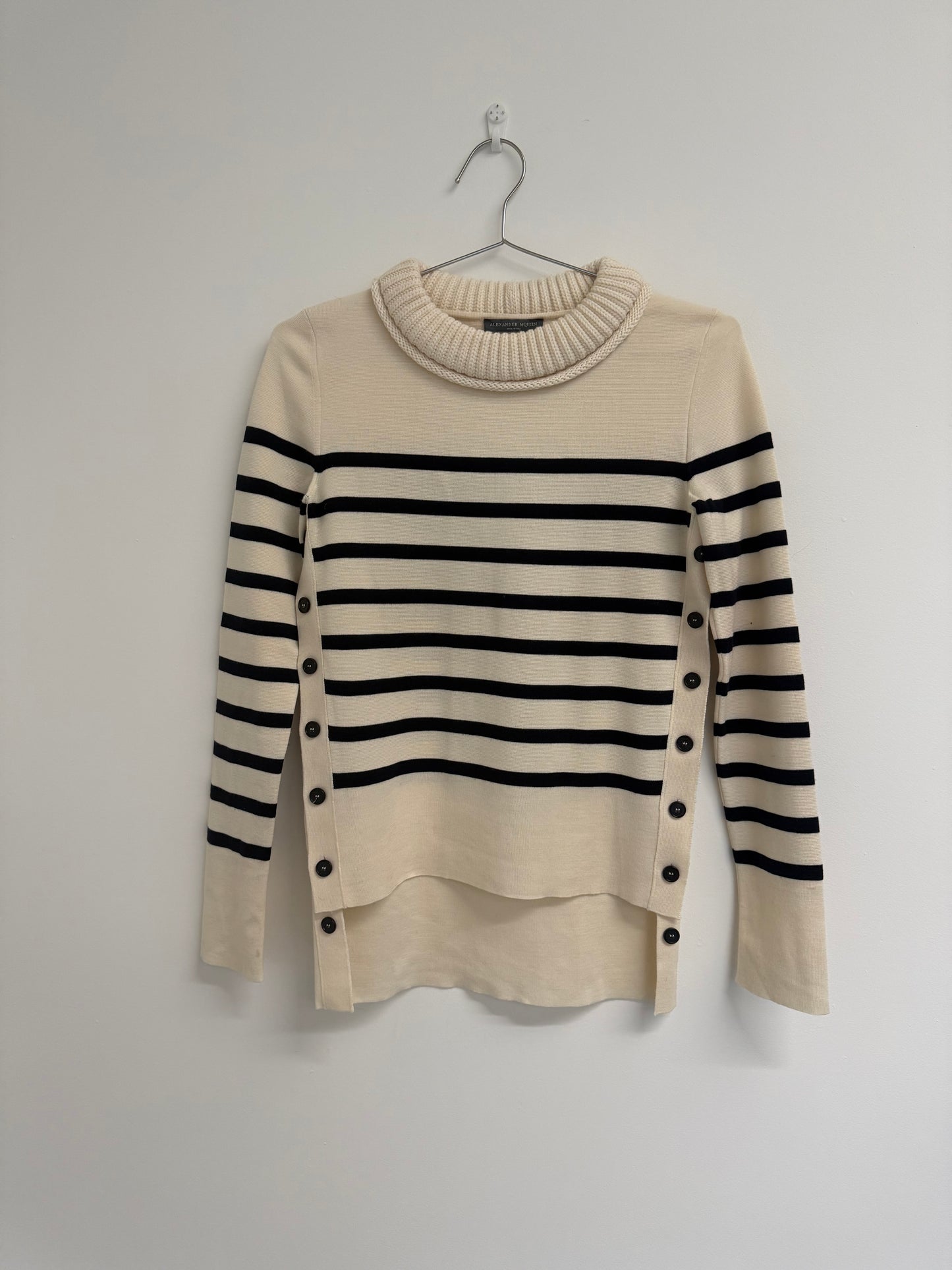 Alexander McQueen Cream stripe round neck jumper (pre-owned)