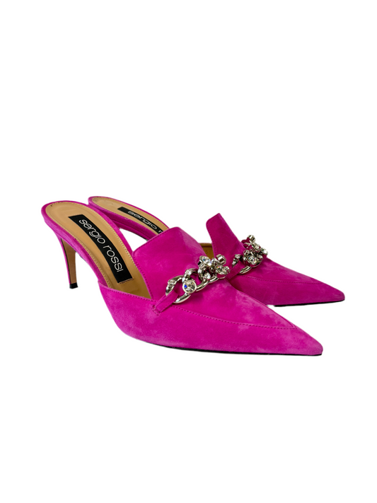 Sergio Rossi pink suede mules (pre-owned)