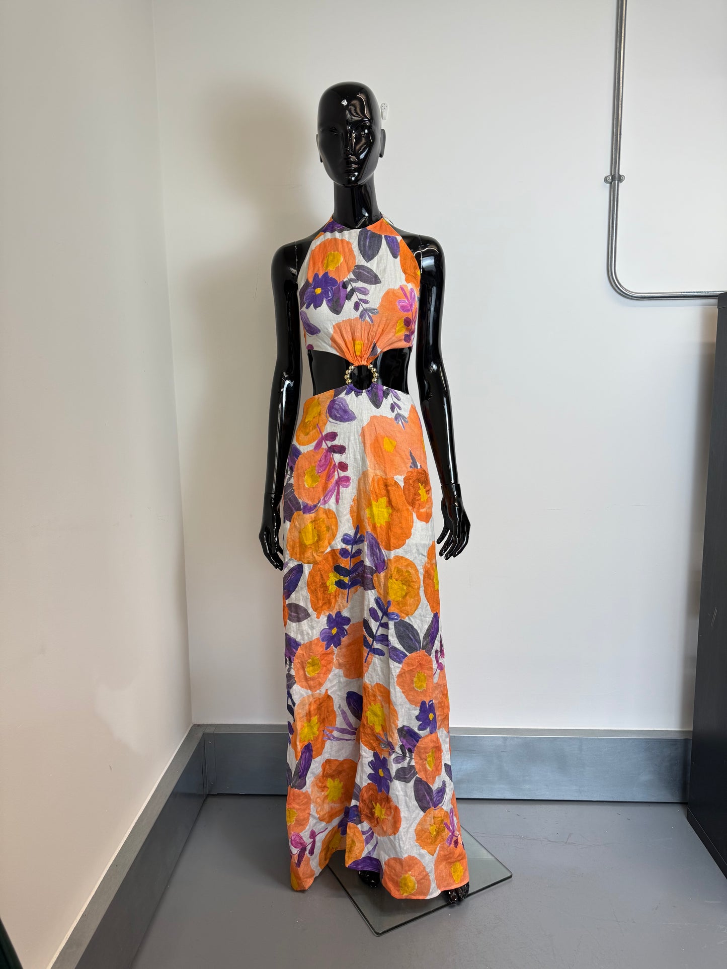 Raisa Vanessa Halter Neck Floral Maxi Dress With Cutout Details (pre-owned)