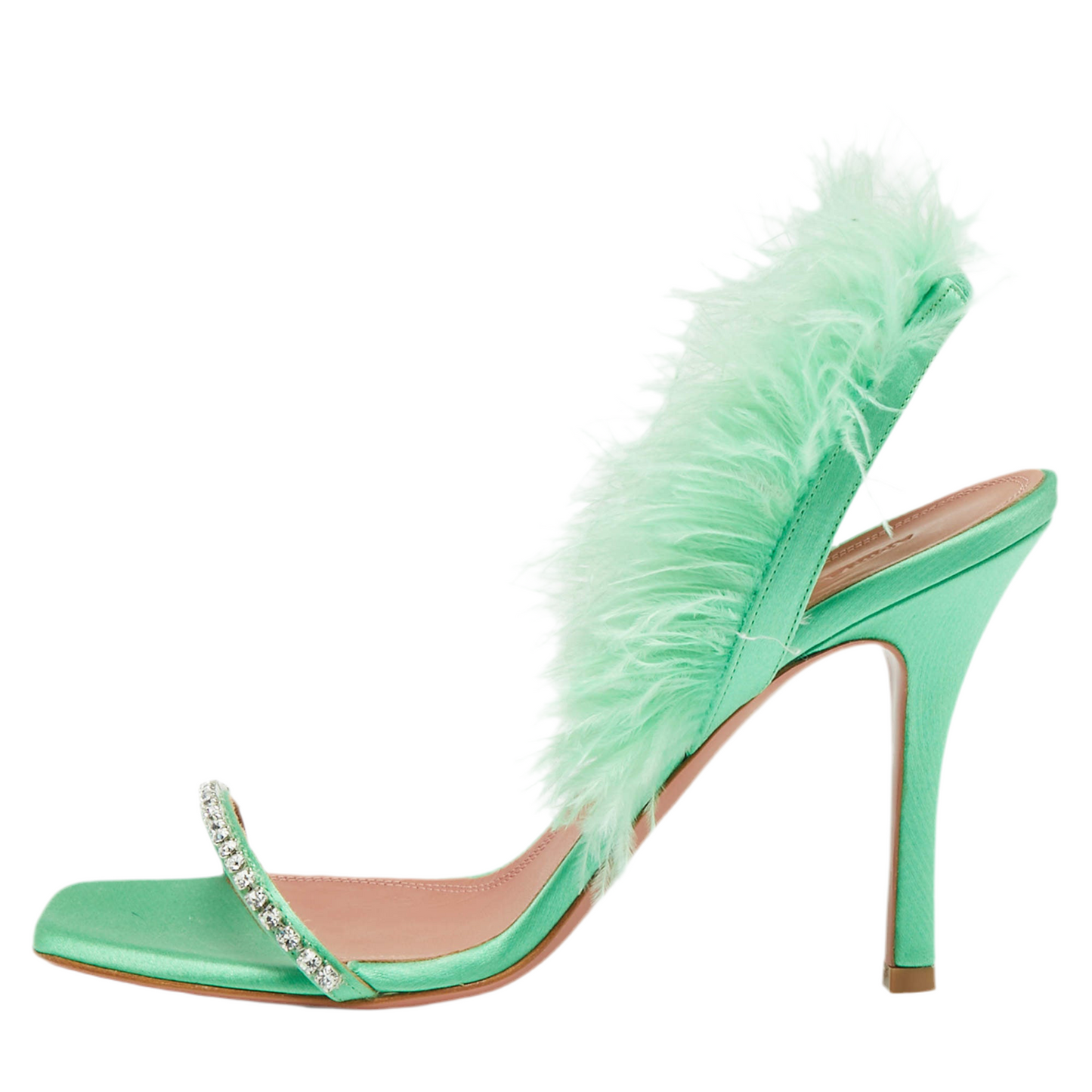 Amina Muaddi Green feather sandals (pre-owned)