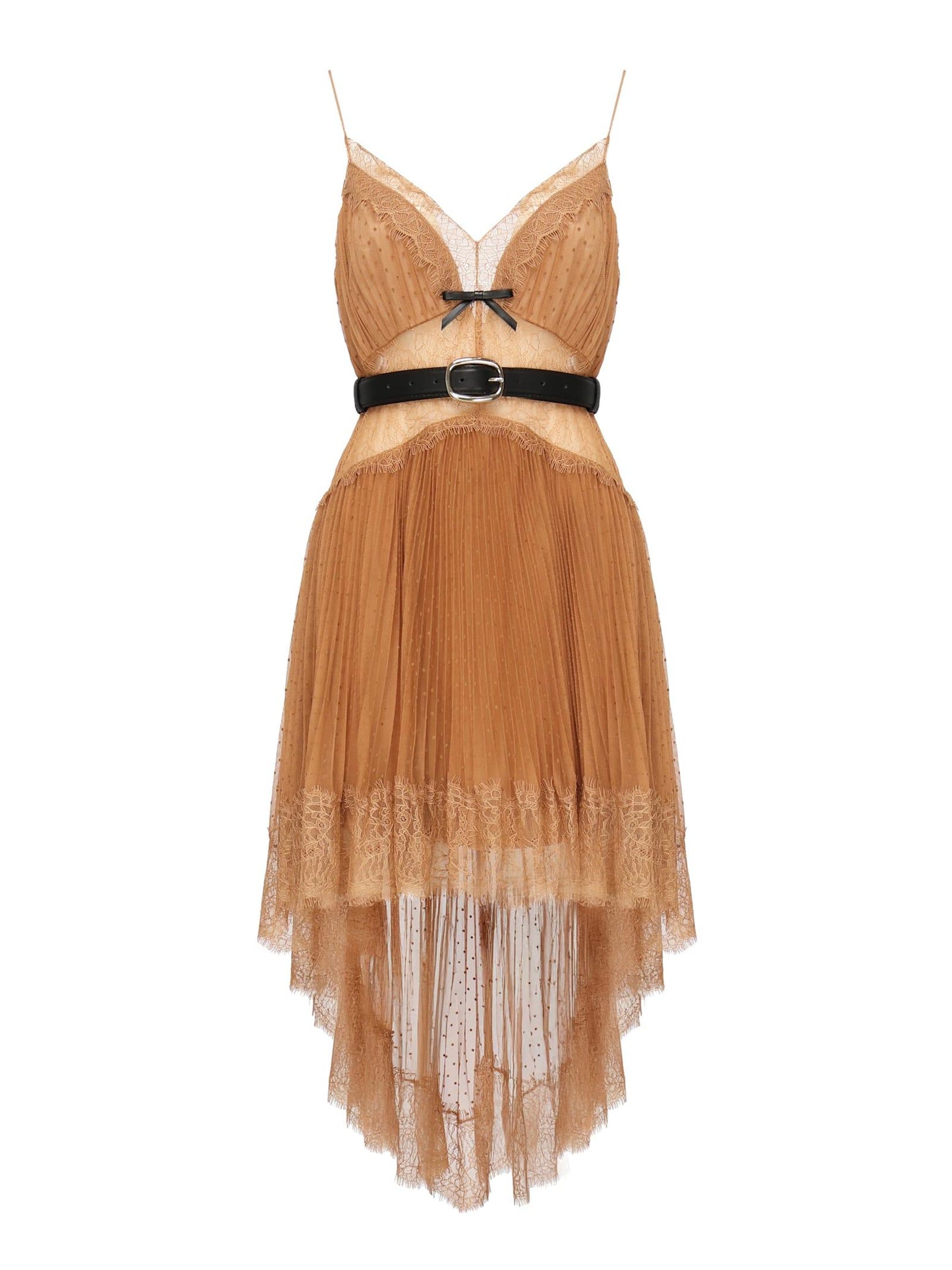Self portrait tan dot mesh mini dress (pre-owned)