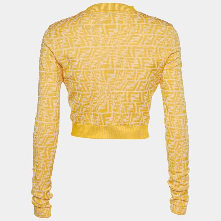 Fendi yellow monogram crop cardigan (pre-owned)