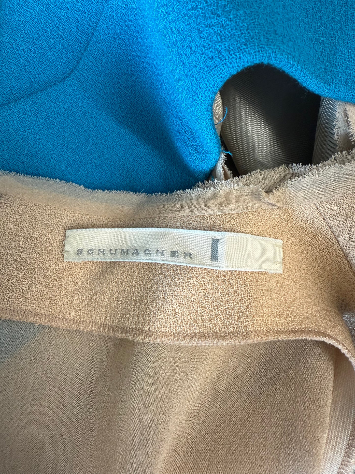 Schumacher blue crepe shift dress (pre-owned)