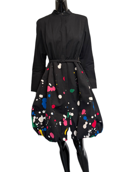 Oscar De La Renta puff paint splat knee length dress (pre-owned)