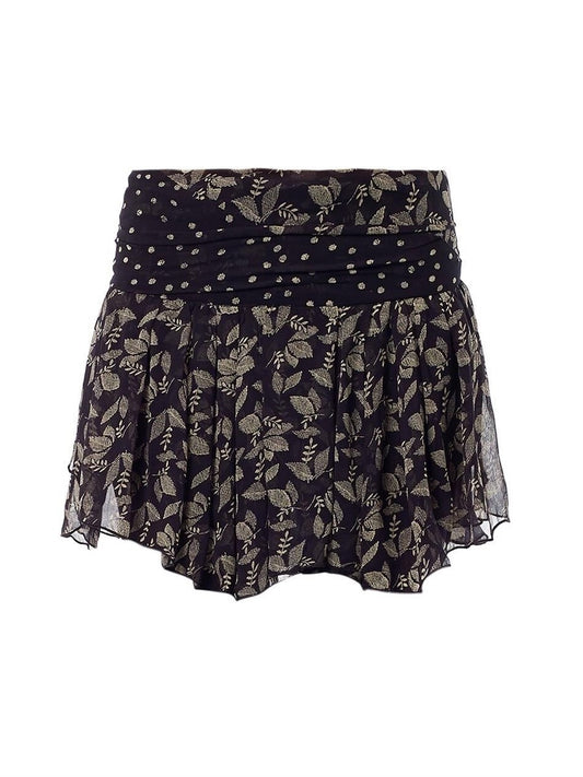 Isabel Marant Etoile leaf print black mini skirt (pre-owned)