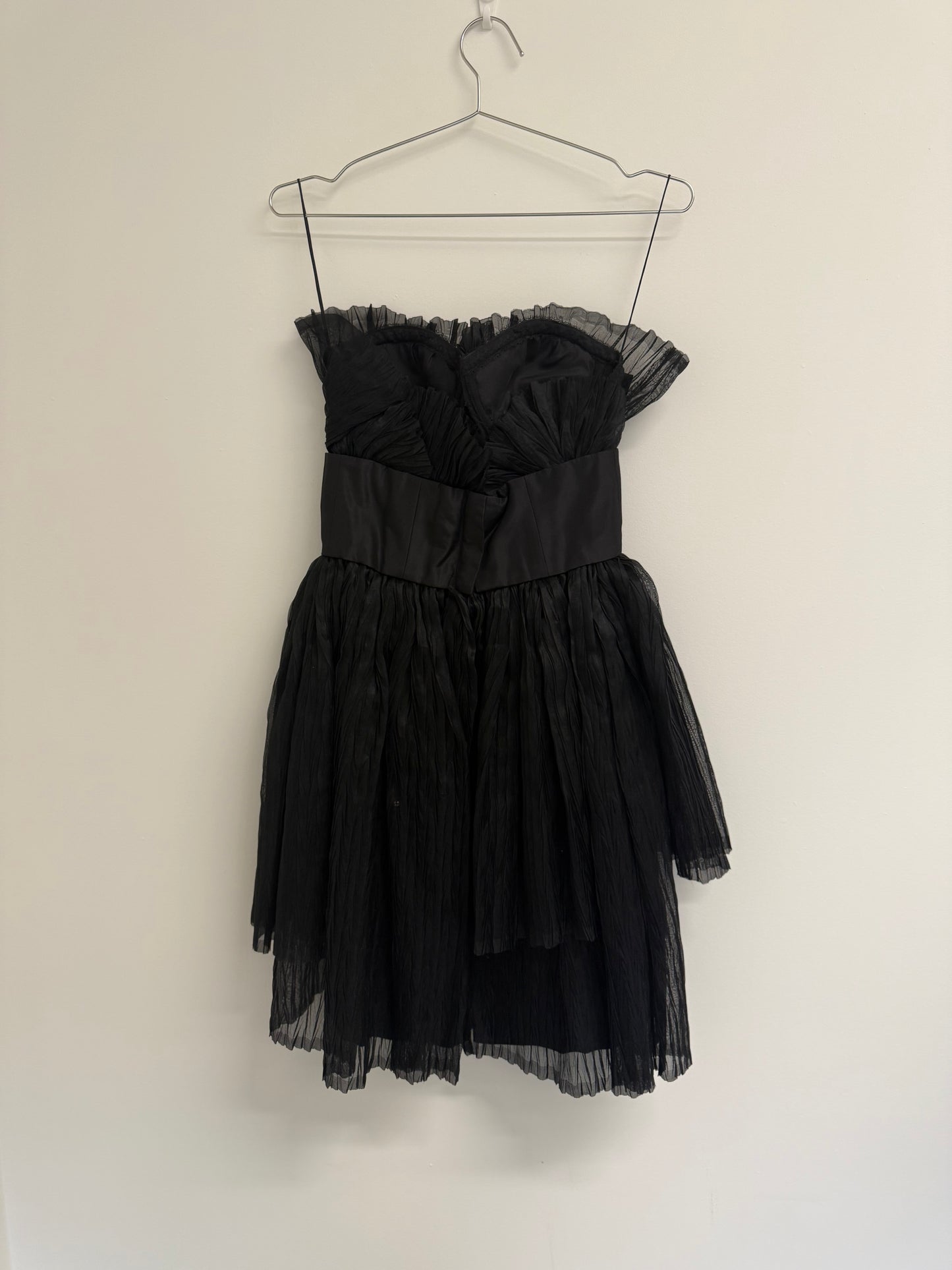 Marchesa Black pleated cocktail dress with bow (pre-owned)