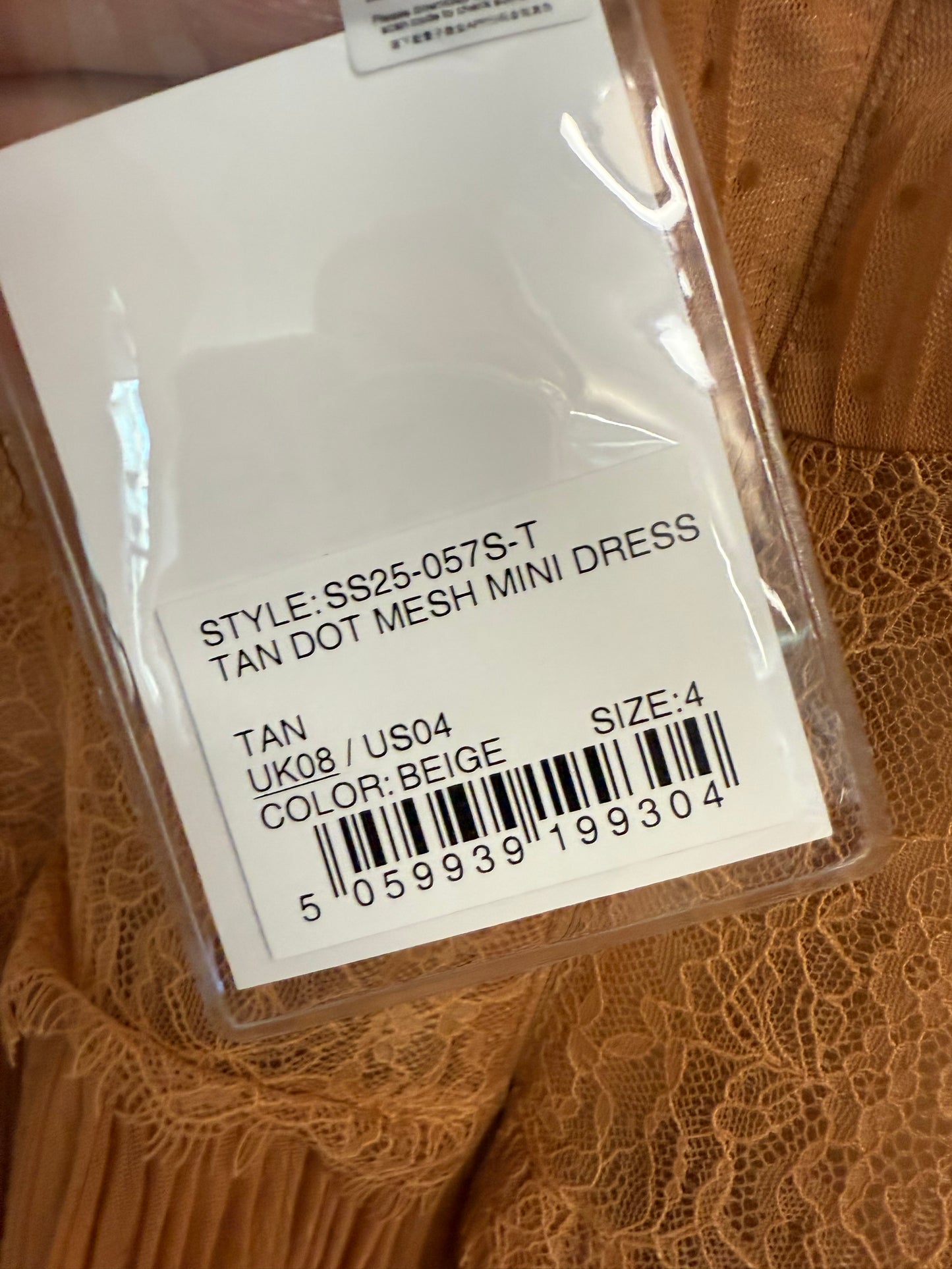 Self portrait tan dot mesh mini dress (pre-owned)