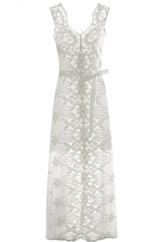 Miguelina white lace maxi dress with slip (pre-owned)